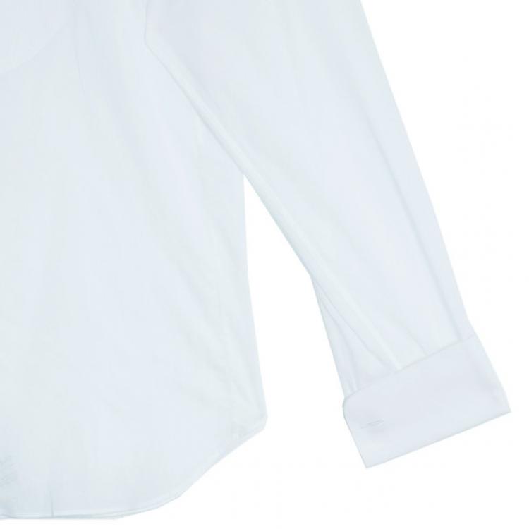 Pre Owned Giorgio Armani Camicia Da Sera White Cotton Tuxedo Men's Shirt EU58