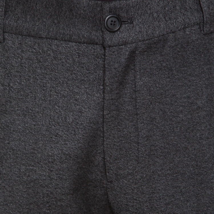 Pre Owned Giorgio Armani Grey Wool Elasticized Waist Tailored Trousers XL