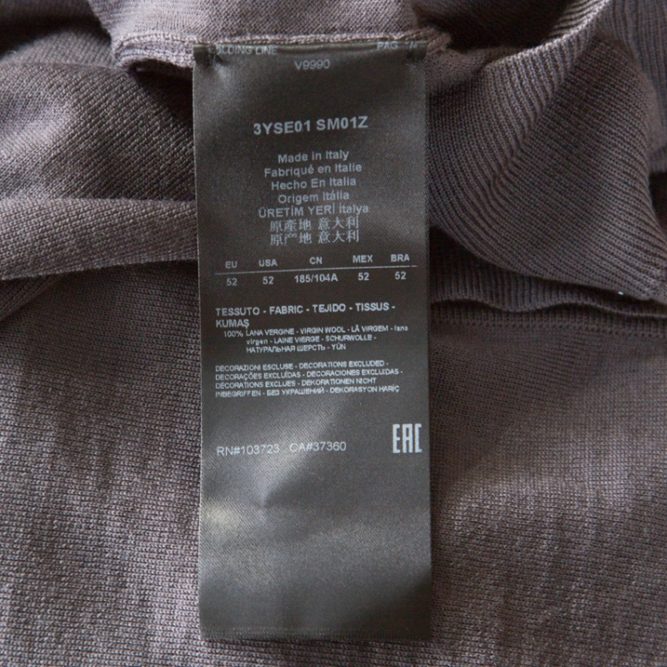 Pre Owned Giorgio Armani Grey Wool Cardigan XL