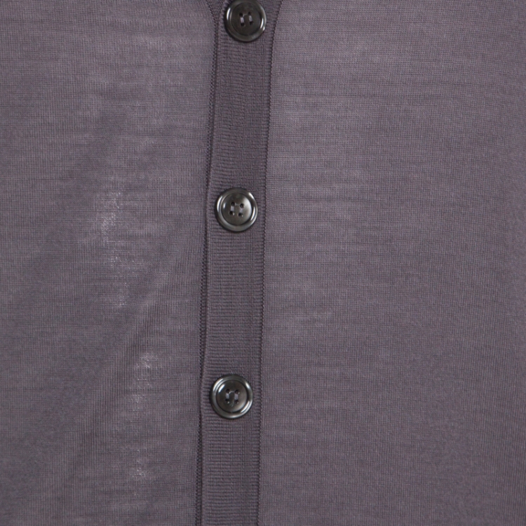 Pre Owned Giorgio Armani Grey Wool Cardigan XL