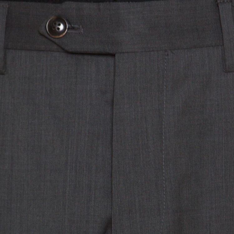 Pre Owned Giorgio Armani Grey Wool Tailored Trousers S