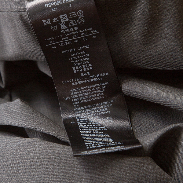 Pre Owned Giorgio Armani Grey Wool Tailored Trousers S
