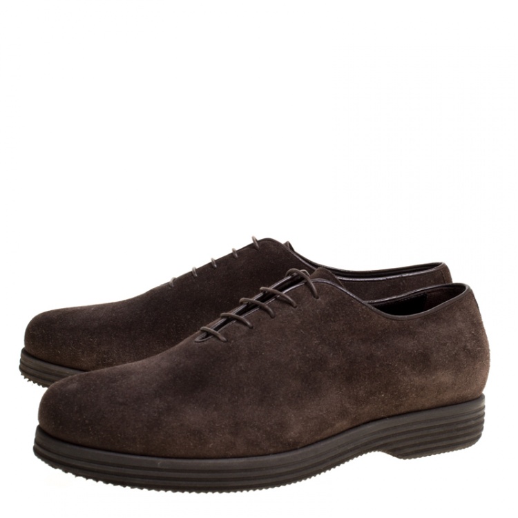 Pre Owned Giorgio Armani Brown Suede Oxfords Size 42.5