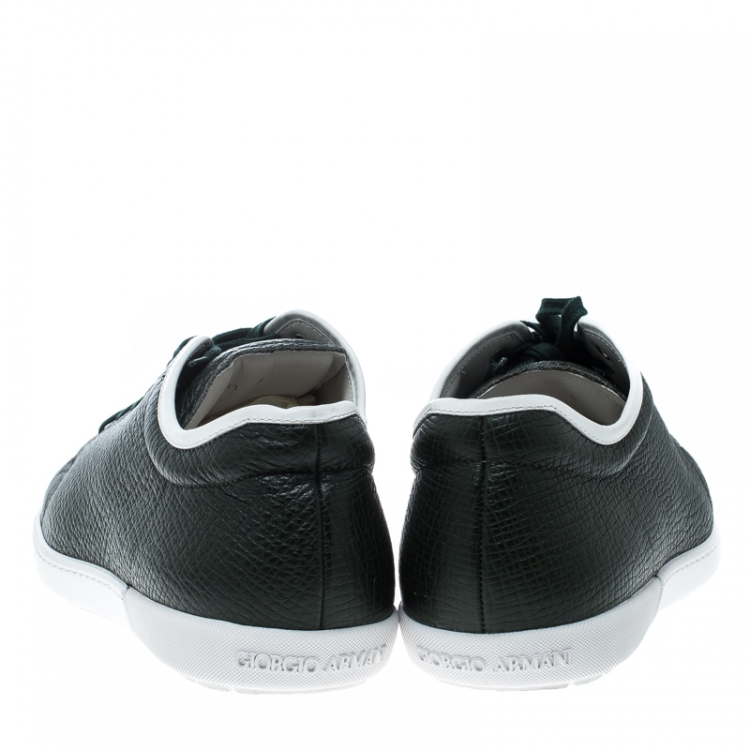 Pre Owned Giorgio Armani Green Leather Sneakers Size 41
