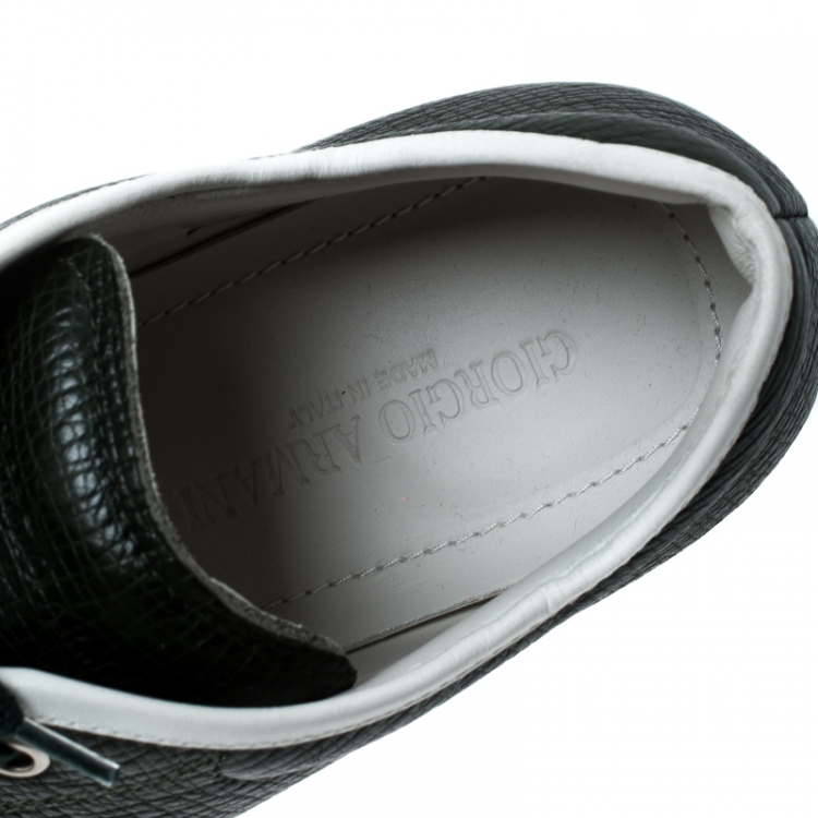 Pre Owned Giorgio Armani Green Leather Sneakers Size 42