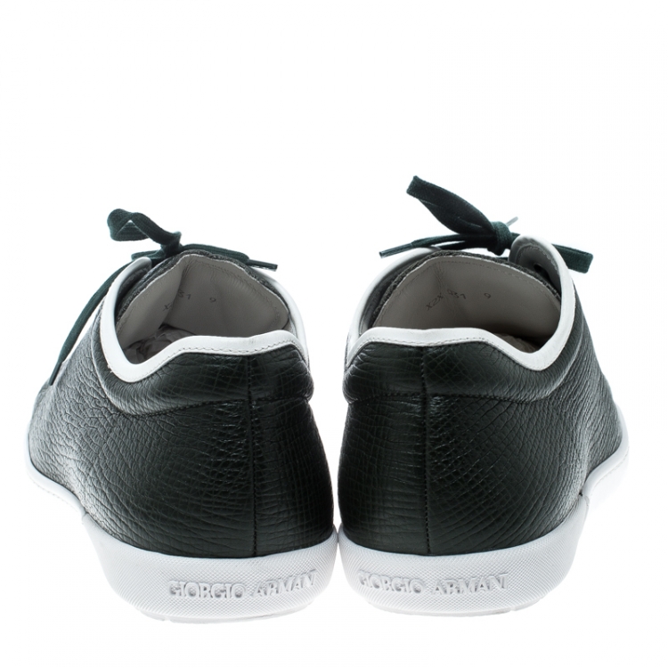 Pre Owned Giorgio Armani Green Leather Sneakers Size 42