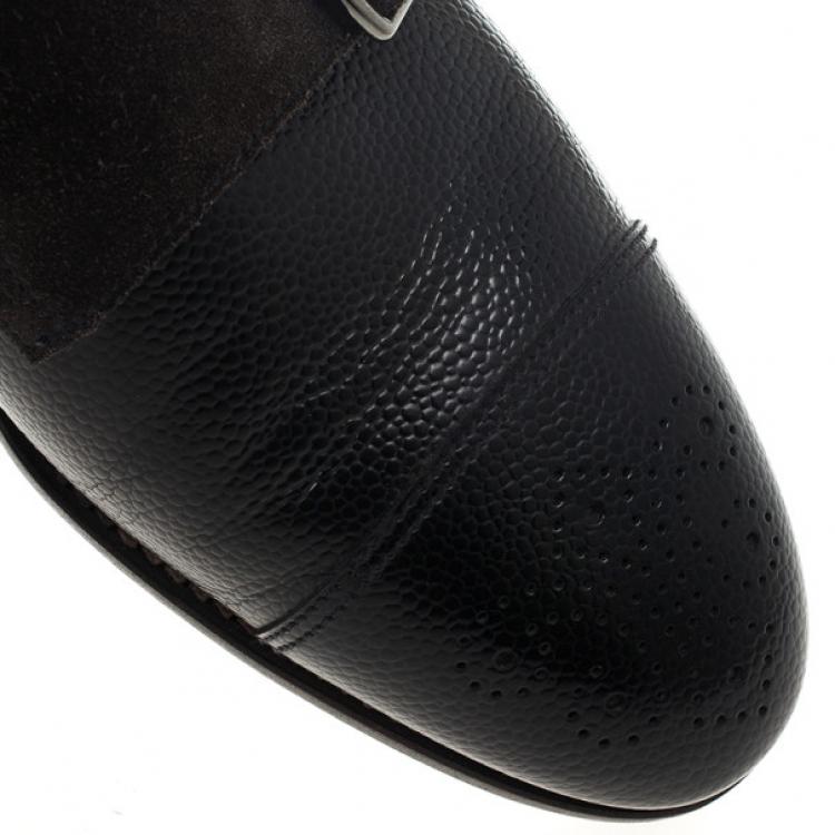 Pre Owned Giorgio Armani Monkstrap Suede & Leather Shoes Size 43.5