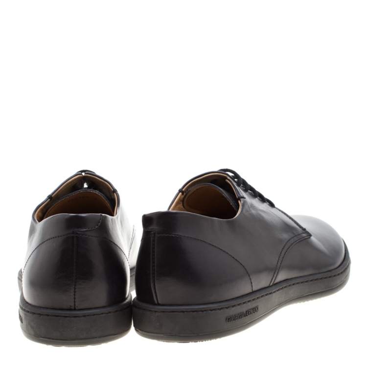 Pre Owned Giorgio Armani Black Leather Lace Up Derby Size 42
