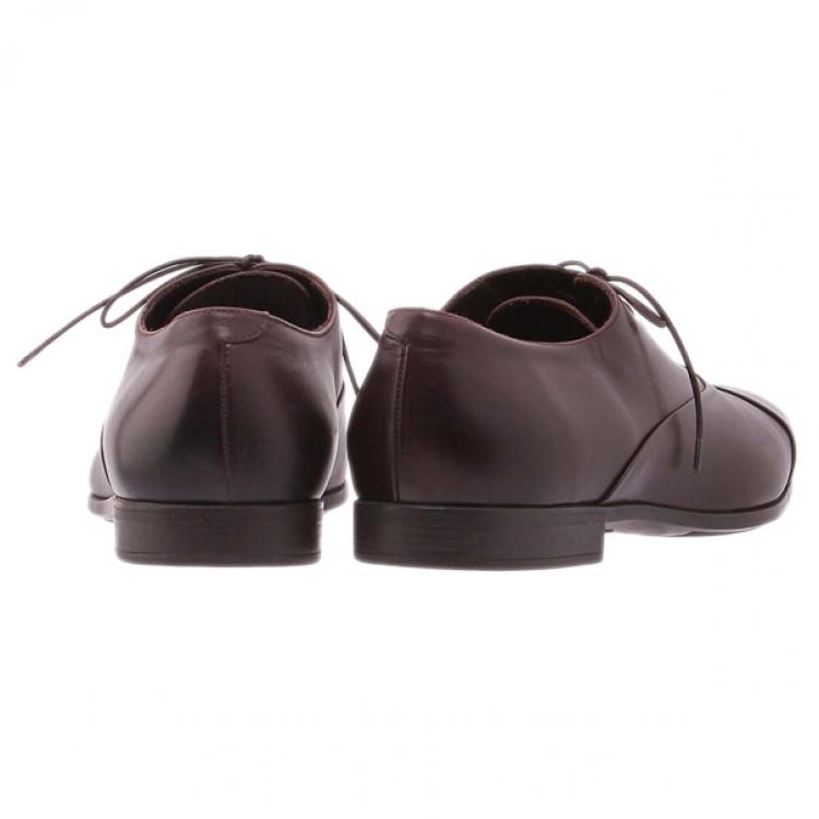 مملوكة مسبقًا Giorgio Armani Brown Leather Oxfords Size 44.5