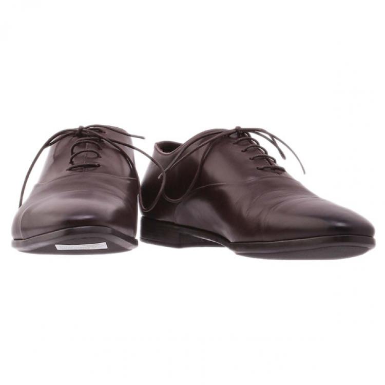 مملوكة مسبقًا Giorgio Armani Brown Leather Oxfords Size 44.5