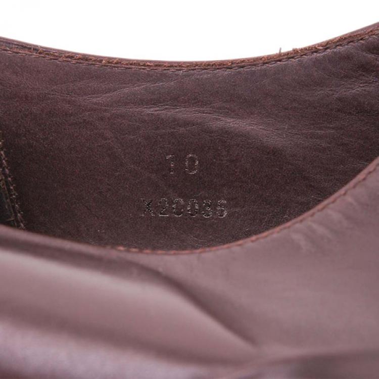 مملوكة مسبقًا Giorgio Armani Brown Leather Oxfords Size 44.5