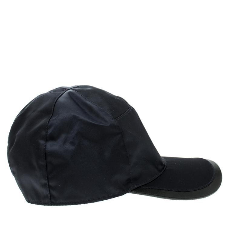Pre Owned Giorgio Armani Navy Blue Nylon Logo Baseball Cap