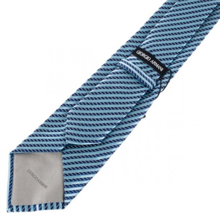 Pre Owned Giorgio Armani Woven Silk Striped Tie