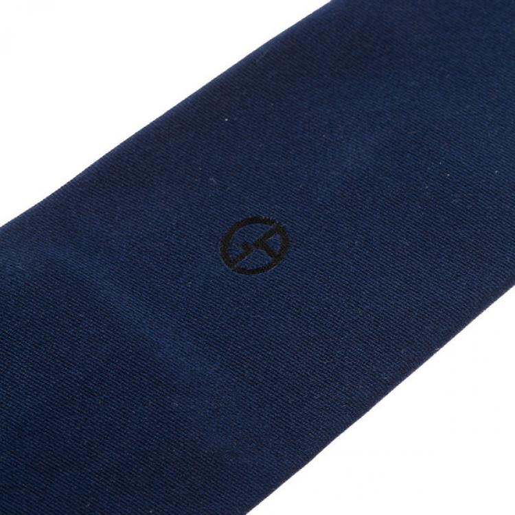 Pre Owned Giorgio Armani Navy Blue Silk Logo Tie
