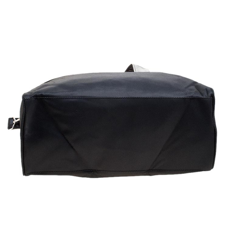 Pre Owned Giorgio Armani Dark Grey Fabric and Leather Parfume Duffel Bag