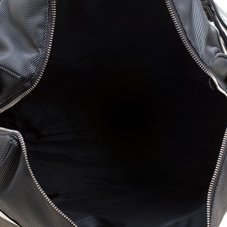 Pre Owned Giorgio Armani Dark Grey Fabric and Leather Parfume Duffel Bag