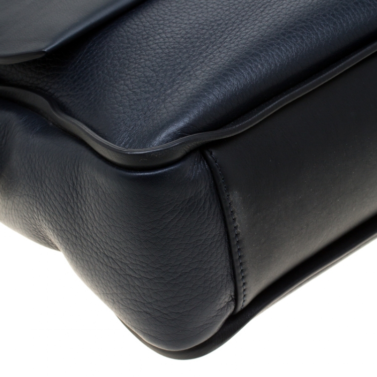 Pre Owned Giorgio Armani Navy Blue Leather  Limited Edition Bugatti Messenger Bag