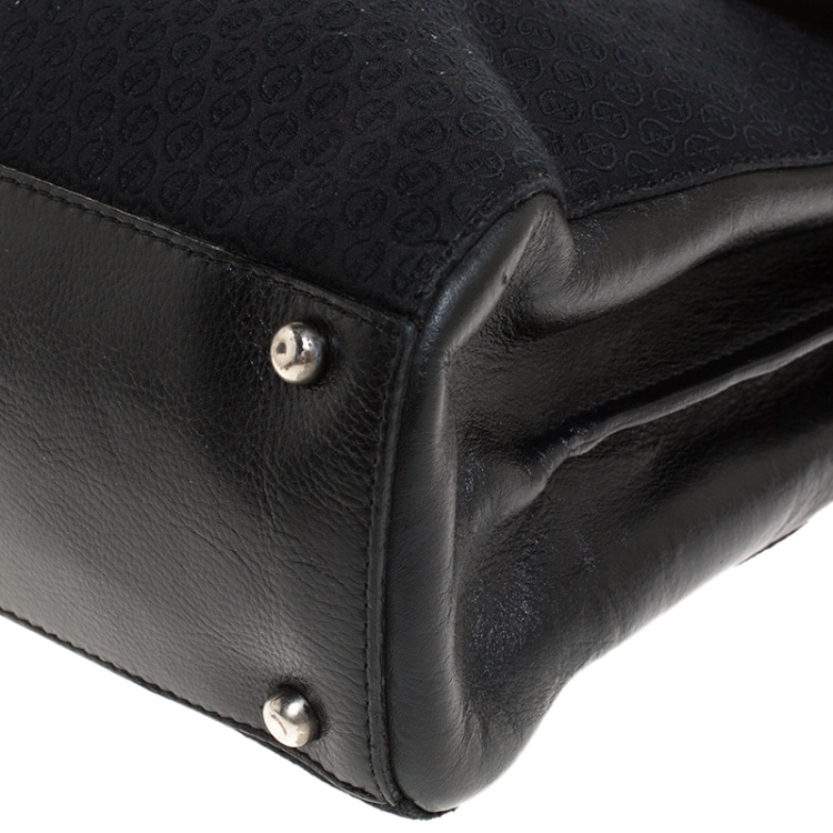Pre Owned Giorgio Armani Black Fabric and Leather Laptop Briefcase Bag