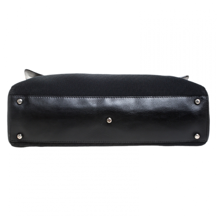 Pre Owned Giorgio Armani Black Fabric and Leather Laptop Briefcase Bag