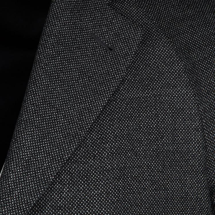 Pre Owned Giorgio Armani Black Textured Wool Blend Raglan Sleeve Blazer XL