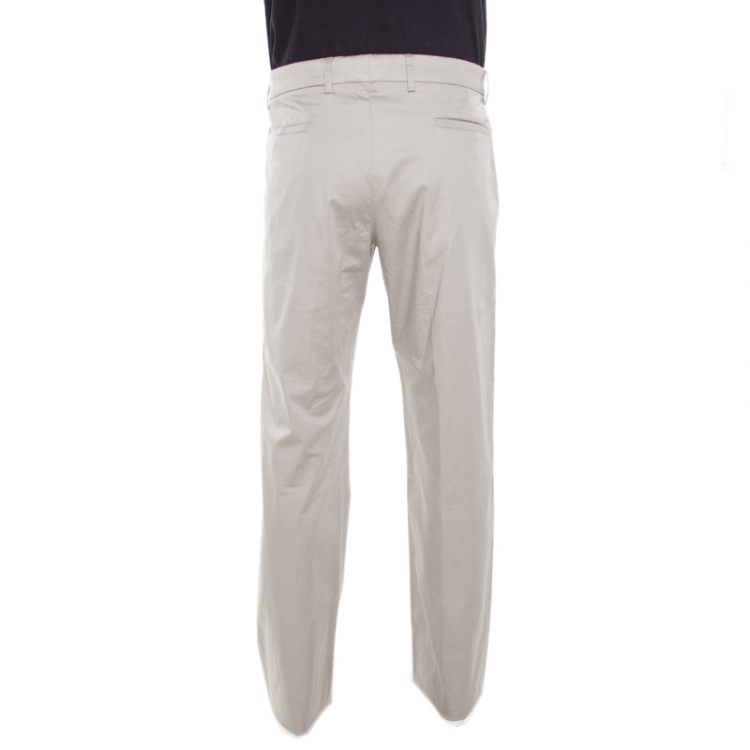 Pre Owned Giorgio Armani Beige Cotton Stretch Tailored Trousers XL