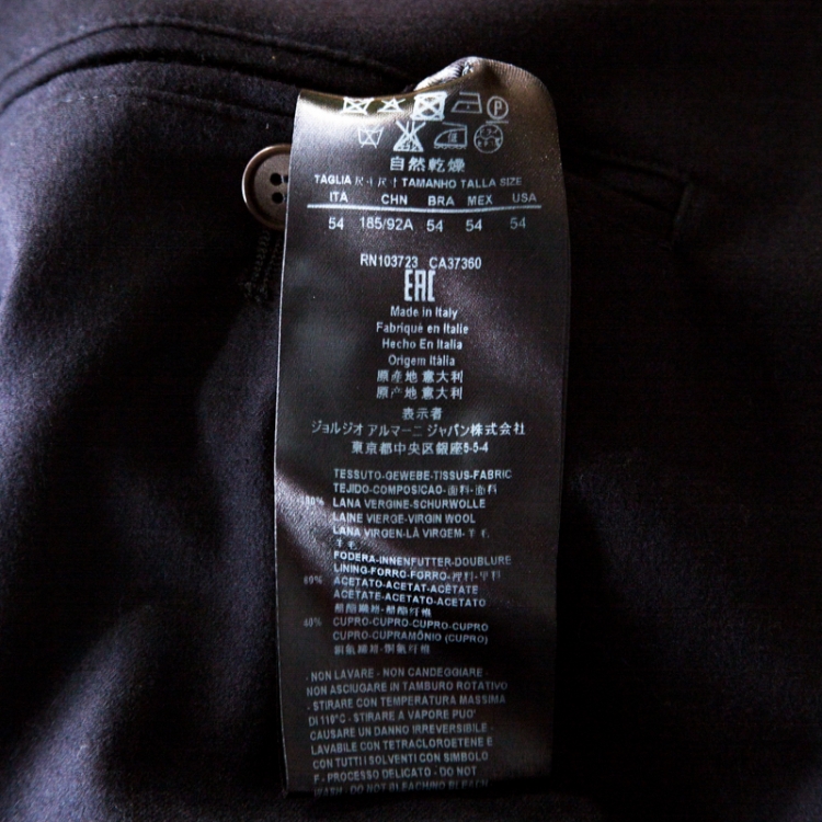 Pre Owned Giorgio Armani Navy Blue Wool Tailored Straight Fit Trousers XXL