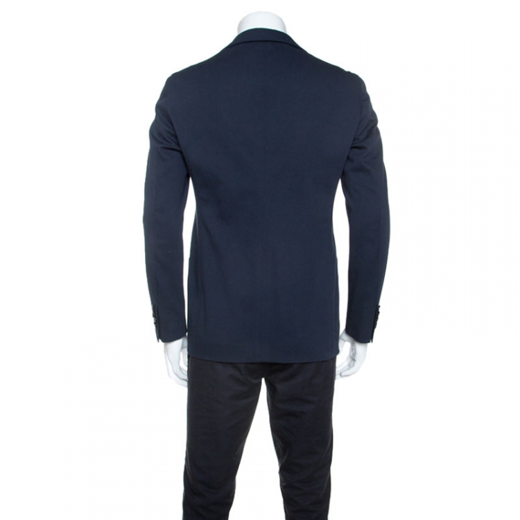 Pre Owned Giorgio Armani Navy Blue Cotton Blazer M