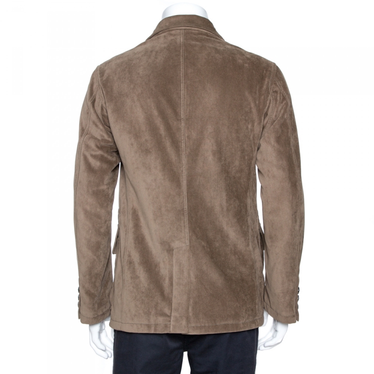 Pre Owned Giorgio Armani Olive Green Velour Borgo 21 Jacket M