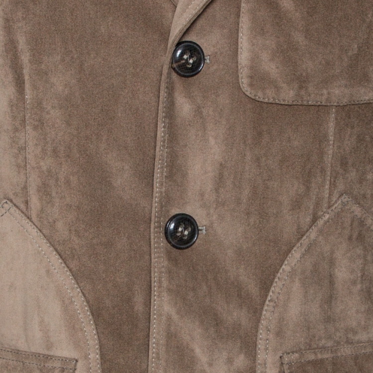 Pre Owned Giorgio Armani Olive Green Velour Borgo 21 Jacket M