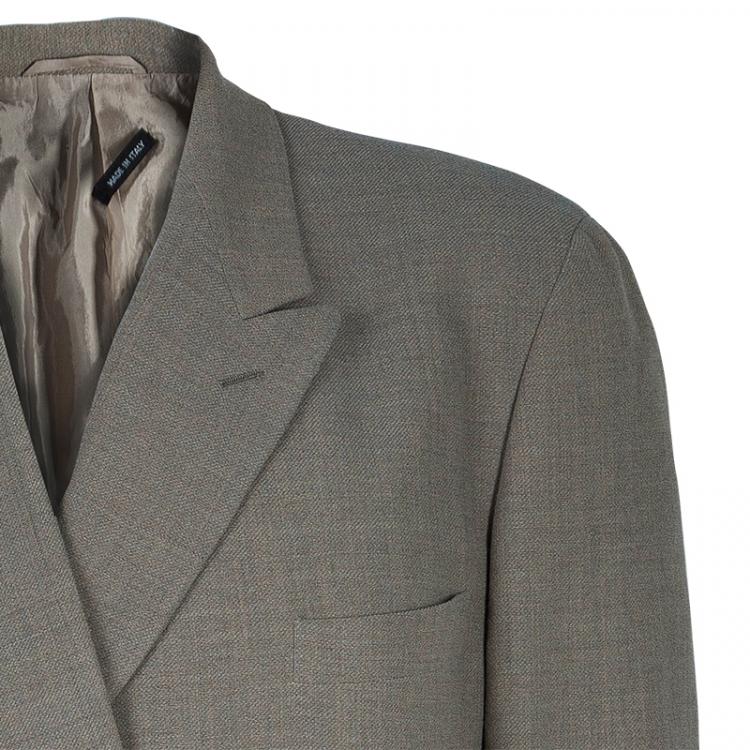 Pre Owned Giorgio Armani Men's Beige Wool Suit L
