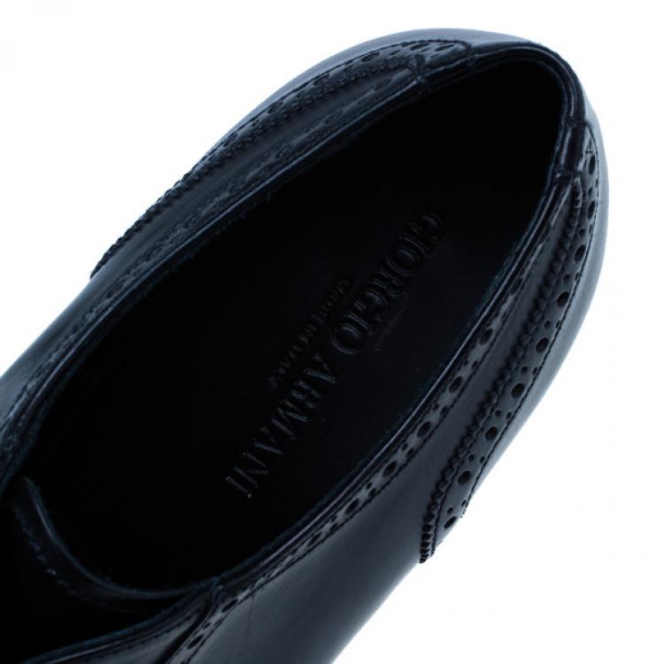 Pre Owned Giorgio Armani Black Croc Embossed Oxfords Size 43