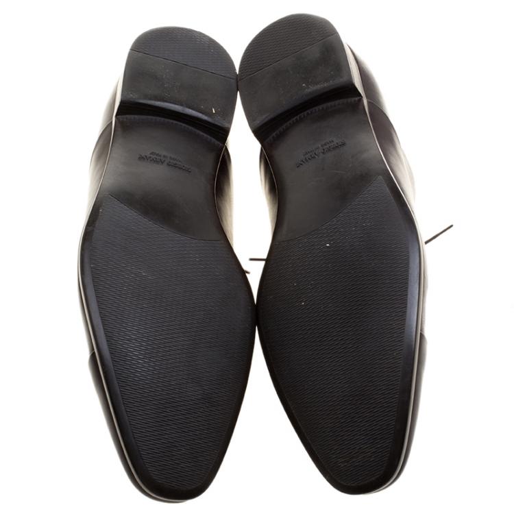 Pre Owned Giorgio Armani Dark Brown Leather Oxfords Size 45