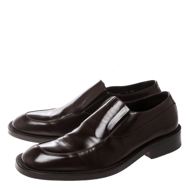 Pre Owned Giorgio Armani Brown Leather Loafers Size 43