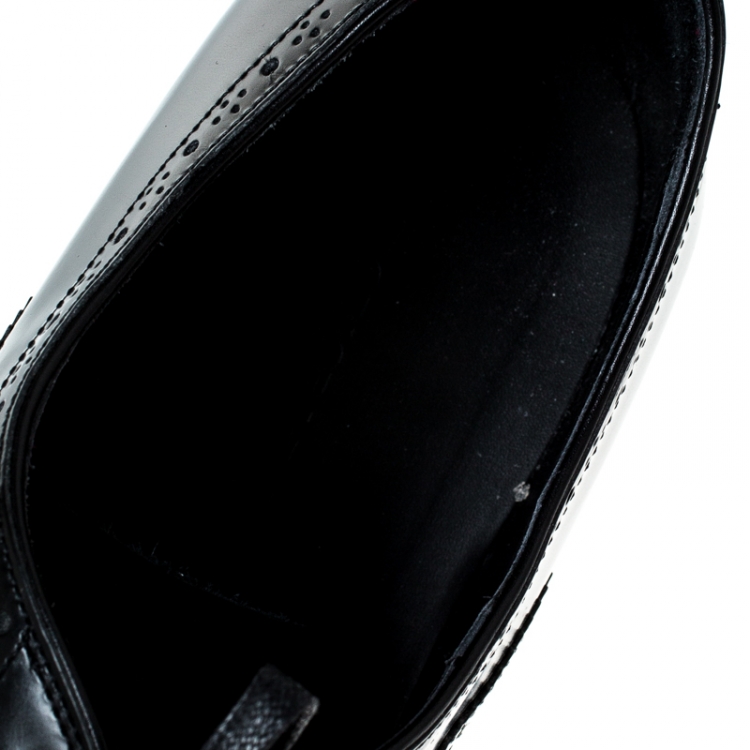 Pre Owned Emporio Armani Black Brogue Leather Oxfords Size 43.5