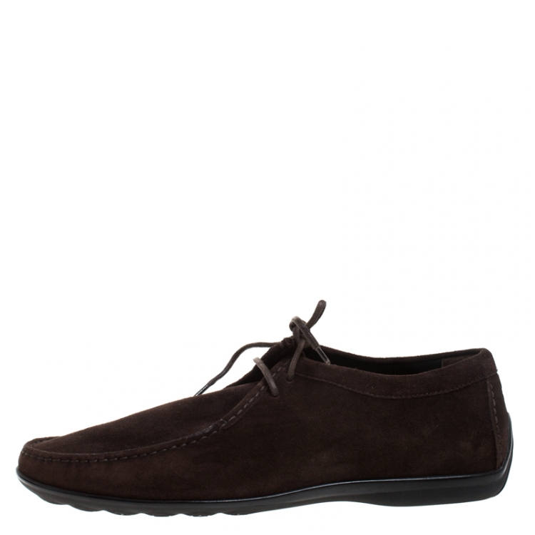 Pre Owned Giorgio Armani Brown Suede Derby Lace Up Loafers Size 41.5