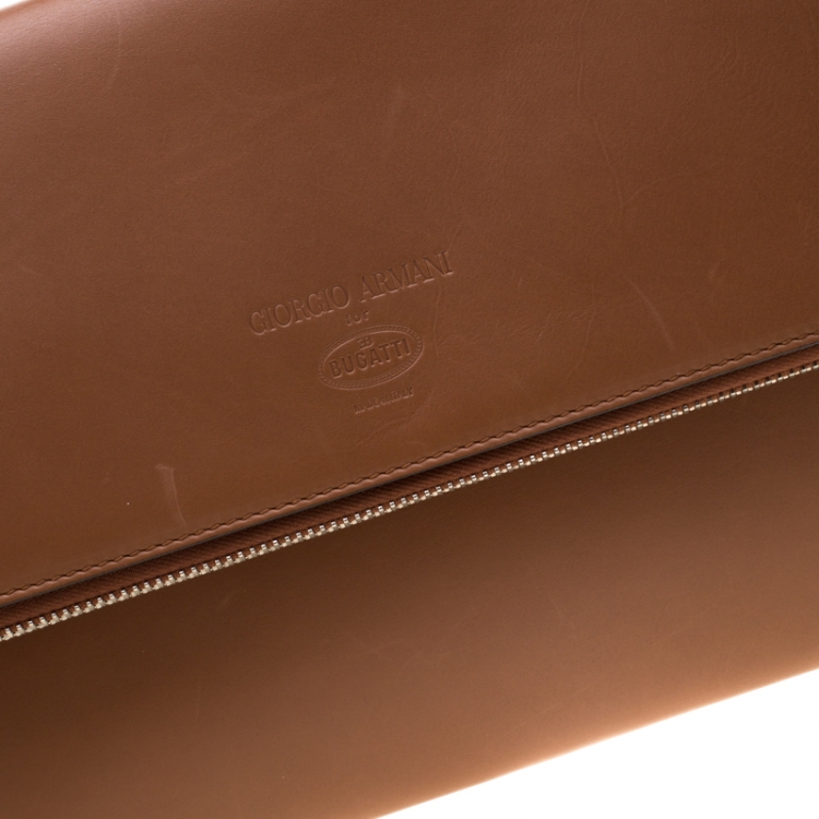 Pre Owned Giorgio Armani Tan Leather Bugatti Limited Edition 41/71 Document Holder