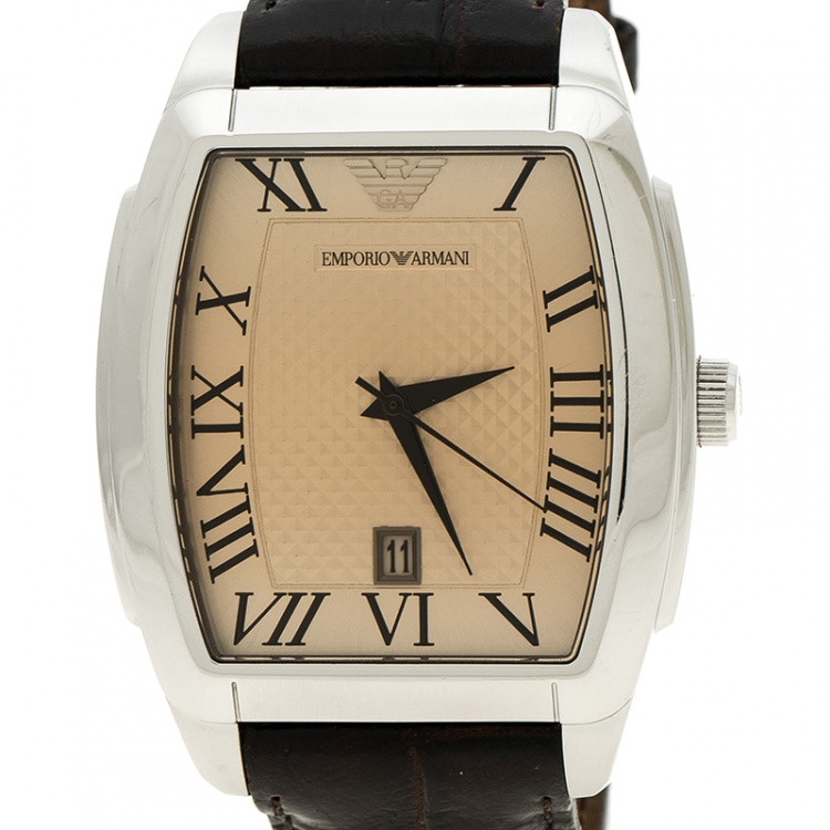 Pre Owned Emporio Armani Bronze Stainless Steel AR0934 Men's Wristwatch 41 mm