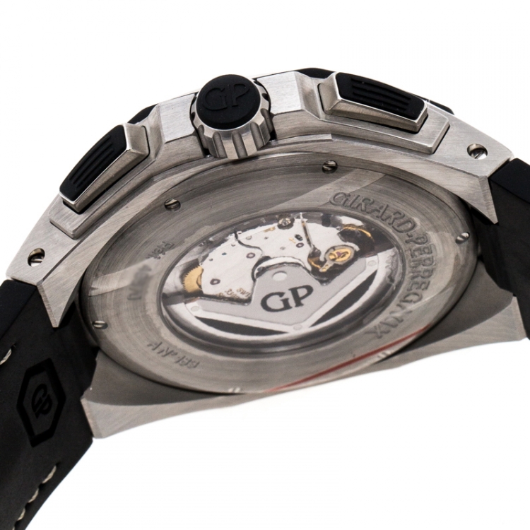 Pre Owned Girard Perregaux Grey Stainless Steel Chrono Hawk Ref.49970 Men's Wristwatch 44 mm
