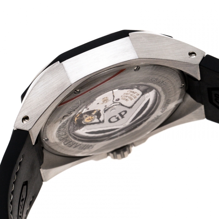 Pre Owned Girard Perregaux Grey Stainless Steel Chrono Hawk Ref.49970 Men's Wristwatch 44 mm