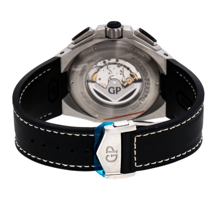 Pre Owned Girard Perregaux Grey Stainless Steel Chrono Hawk Ref.49970 Men's Wristwatch 44 mm