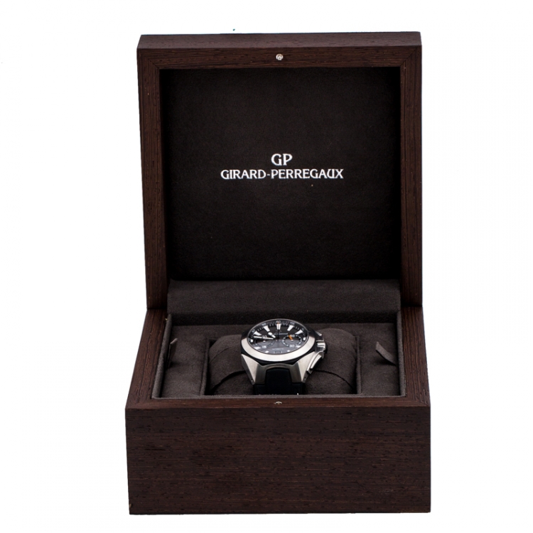 Pre Owned Girard Perregaux Grey Stainless Steel Chrono Hawk Ref.49970 Men's Wristwatch 44 mm