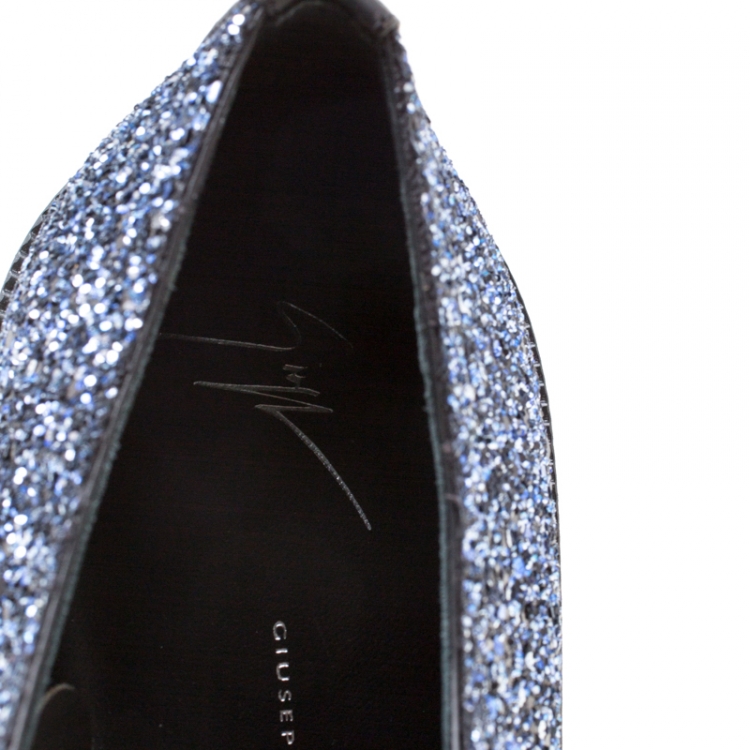 Pre Owned Giuseppe Zanotti Two Tone Coarse Glitter Tyson Derby Size 45