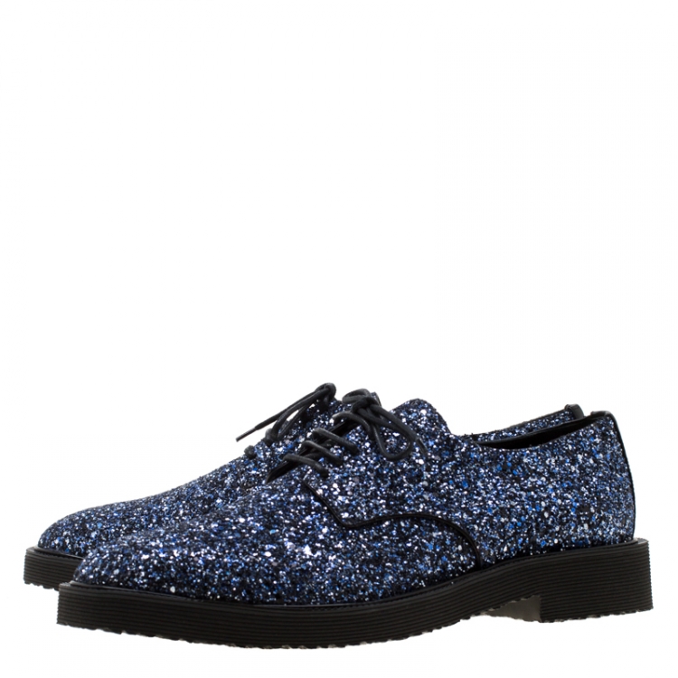 Pre Owned Giuseppe Zanotti Two Tone Coarse Glitter Tyson Derby Size 45