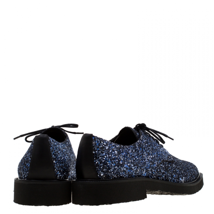 Pre Owned Giuseppe Zanotti Two Tone Coarse Glitter Tyson Derby Size 45