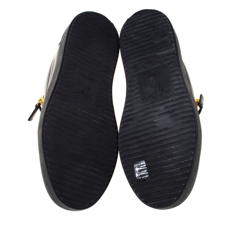 Pre Owned Giuseppe Zanotti Black Leather Frankie Sneakers Size 43.5