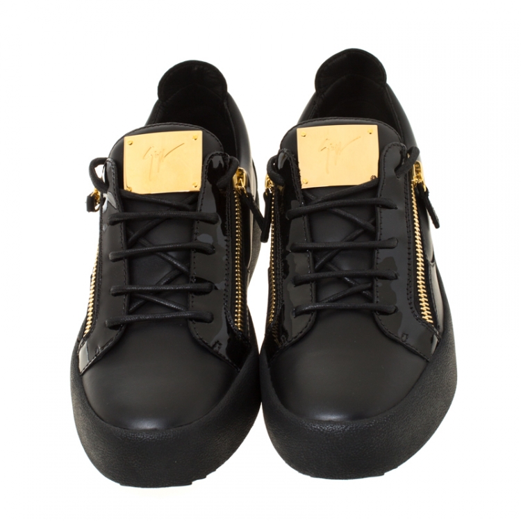 Pre Owned Giuseppe Zanotti Black Leather Frankie Sneakers Size 43.5