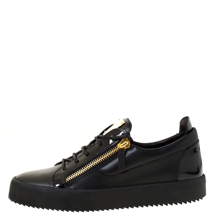 Pre Owned Giuseppe Zanotti Black Leather Frankie Sneakers Size 43.5