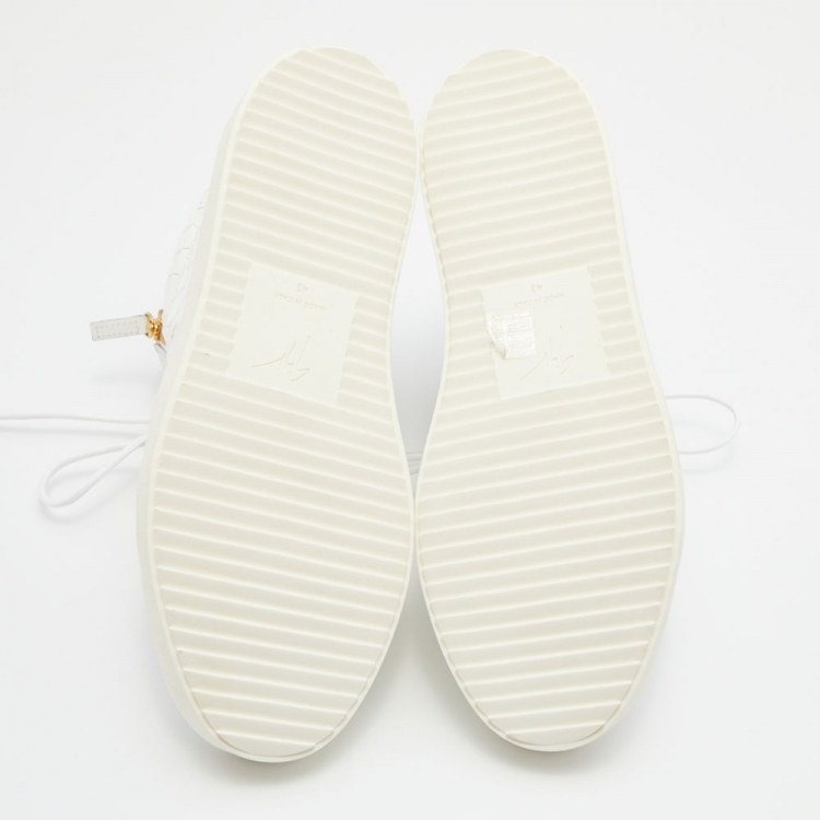 Pre Owned Giuseppe Zanotti White Croc Embossed Patent Leather Kriss High Top Sneakers Size 43