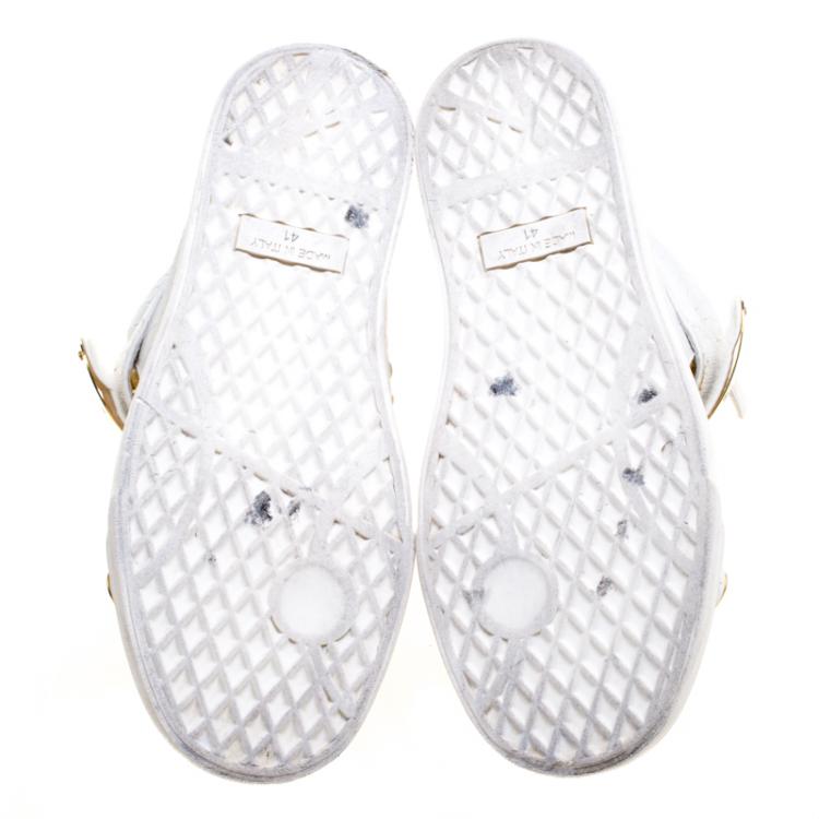 Pre Owned Giuseppe Zanotti White Croc Embossed Leather London High Top Sneakers Size 41