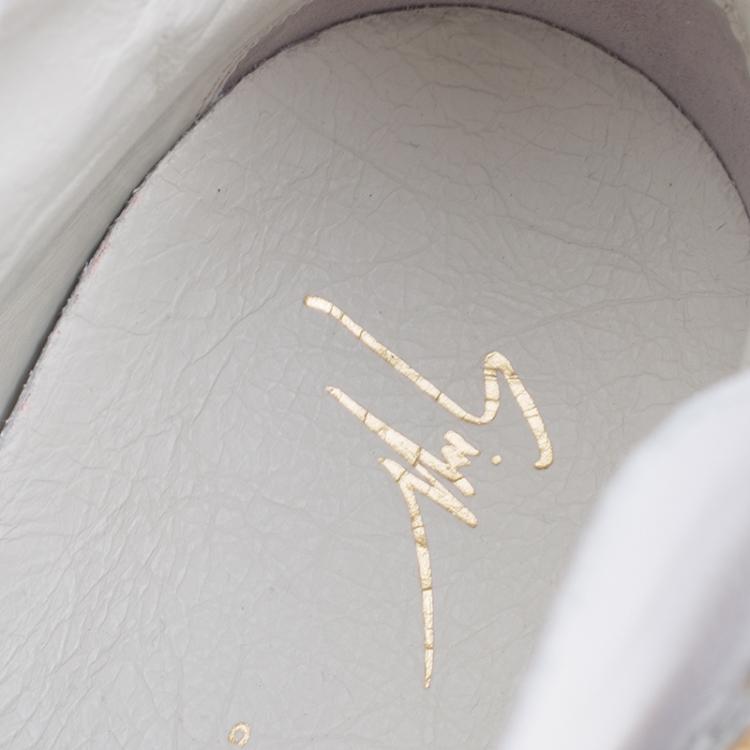 Pre Owned Giuseppe Zanotti White Croc Embossed Leather London High Top Sneakers Size 46